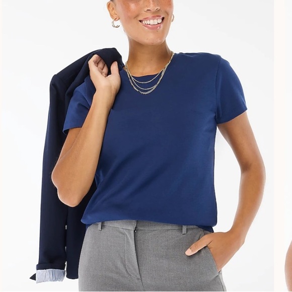 j crew Essential short-sleeve crewneck tee navy blue - Picture 1 of 3
